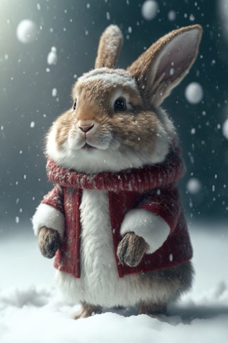 Irandil realistic 3d render of cute rabbit dressed as santa cla dfd7903e-3452-4857-a524-f2c907b4c33d
