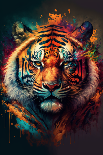 NicoPottier Colorful painting of a tiger in the style of Farid  531d4d43-b7ae-46ae-84d2-b1f46acddb61