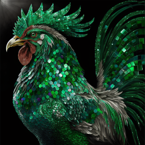 NubisImmortal green Emerald sequin rooster b51ffab4-3b74-4f78-b4a8-47168ec274cd